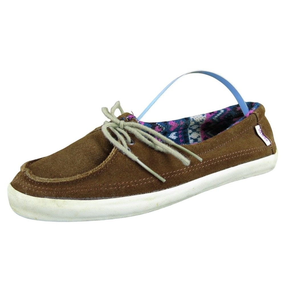 VANS Women‎ Rata Flat Sneaker Brown Leather Sz 5.5 Medium  Used 2025